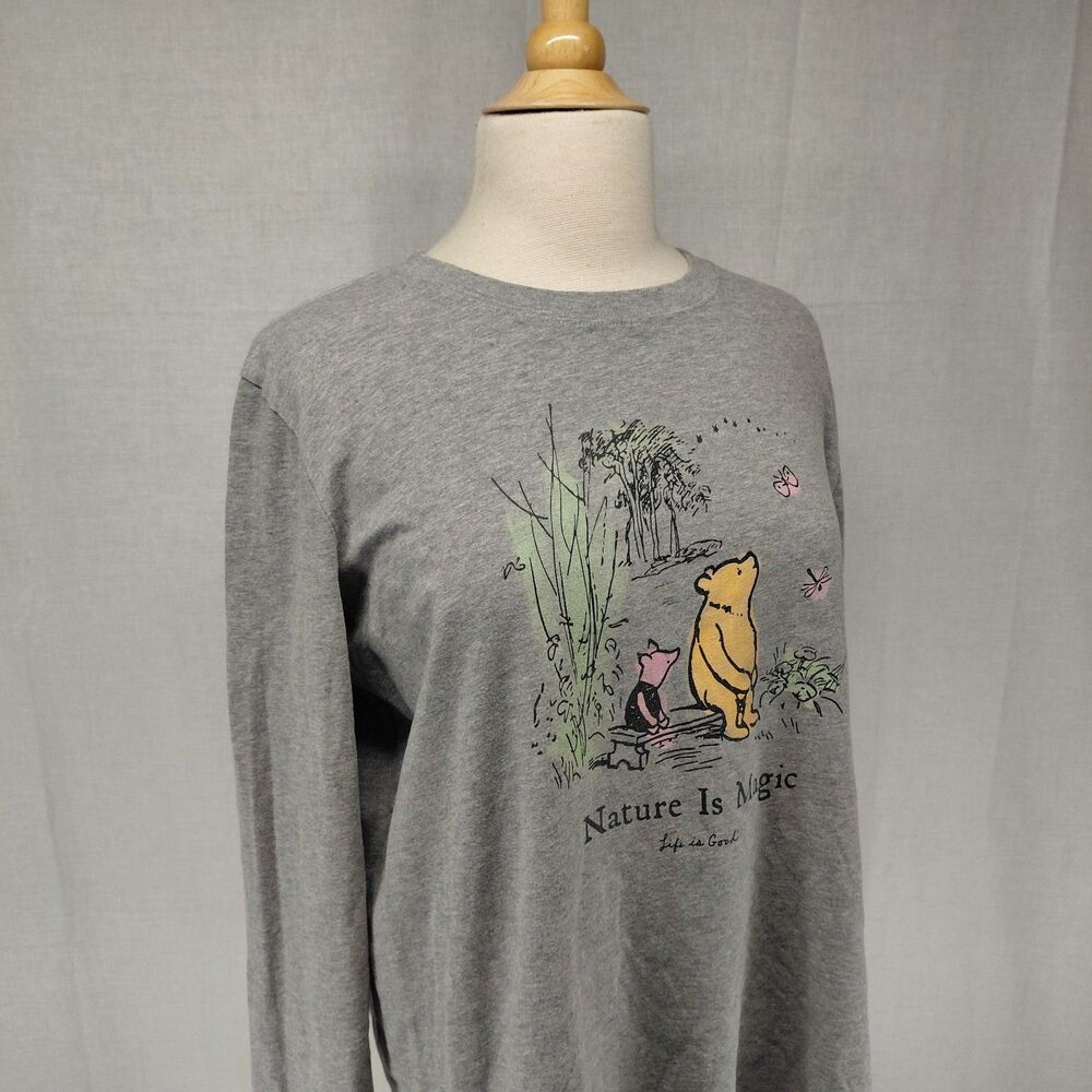 Life Is Good Winnie the Pooh Nature is Magic Gray LS T-Shirt Sz XL - Picture 3 of 8